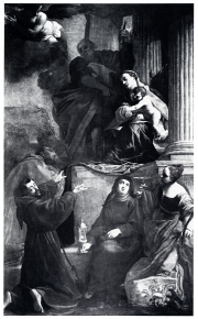 Holy Family with the saints Charles Borromeo, Francis, Clare of Assisi and Lucy
