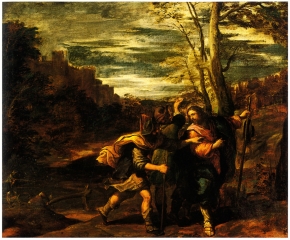Christ and his disciples on the road to Emmaus
